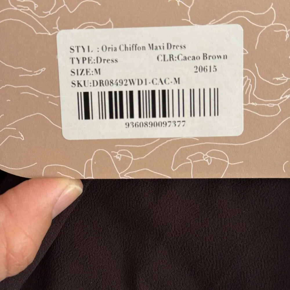 NWT Meshki Orai Chiffon Maxi Dress - Cacao Brown - Picture 10 of 10